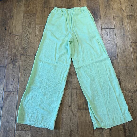 A NEW DAY Linen Blend Lime Green Pants Beach Resort Size XS OVERSIZED Baggy - Picture 8 of 9